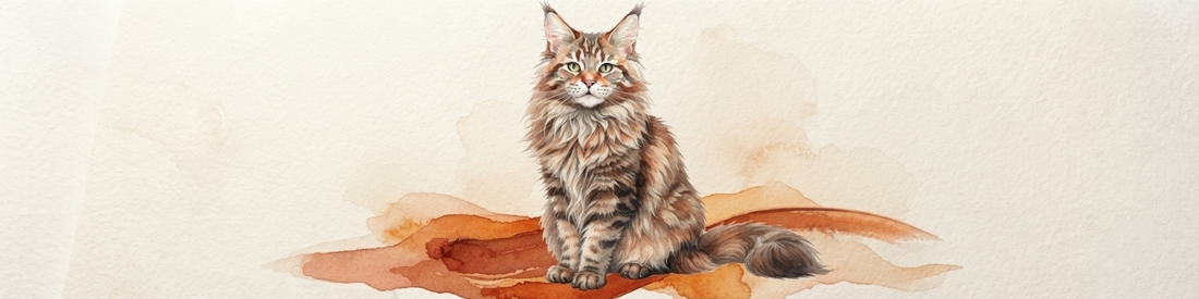 Majestic Maine Coon cat with a fluffy tail and tufted ears, showcasing the gentle giant personality of the breed.