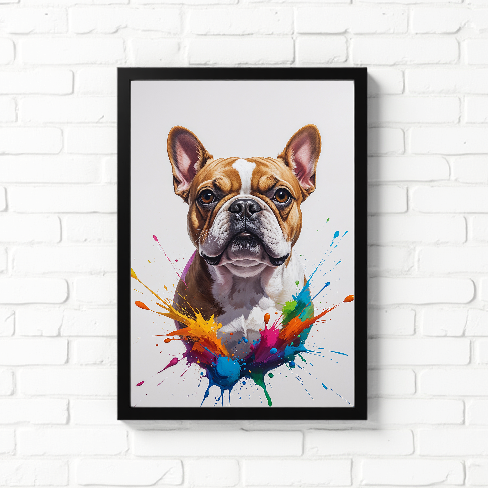 Colorful French Bulldog digital art by Reflectionare showcasing vibrant, abstract design with bold, lively colors and modern style.
