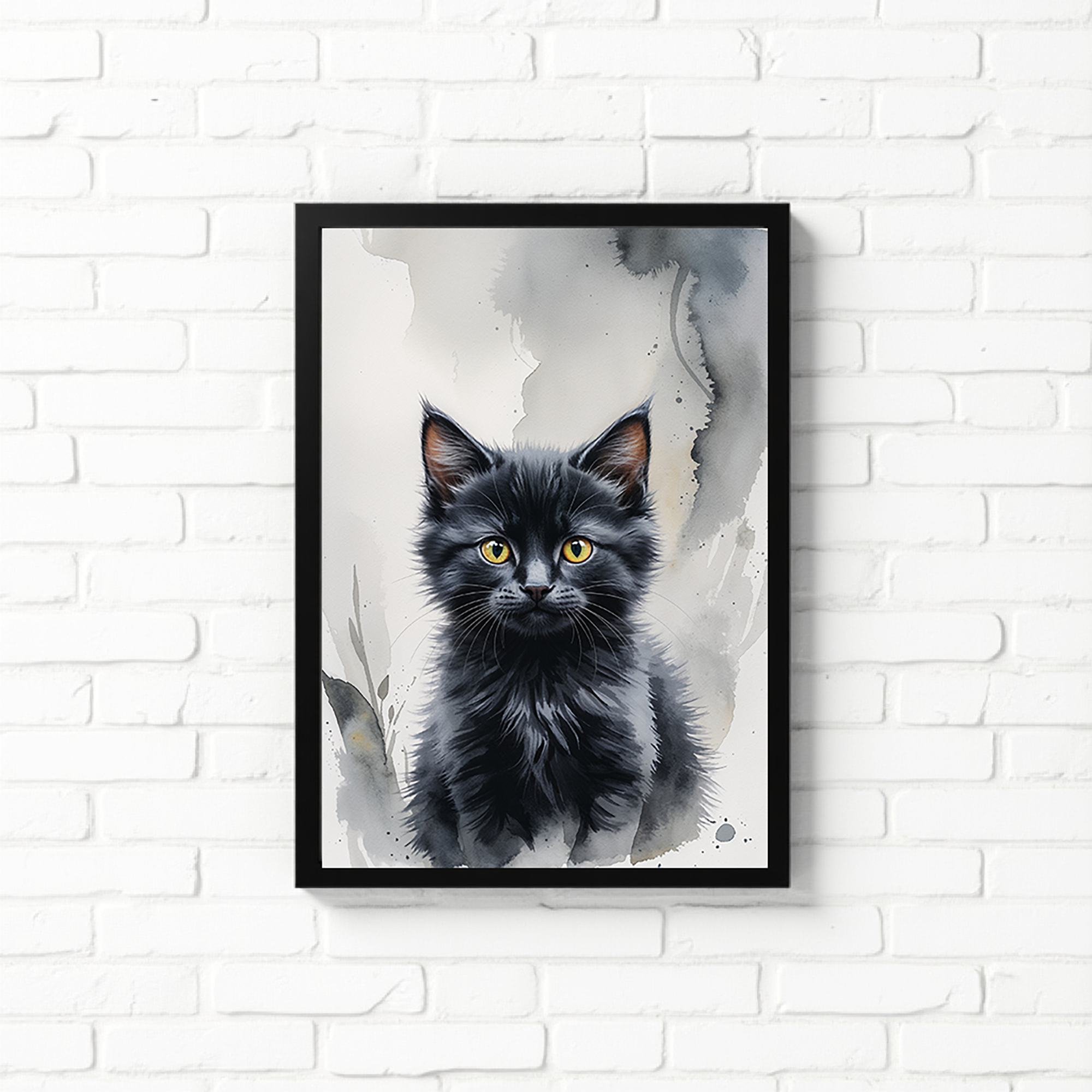 Charcoal digital art of a cute cat with expressive eyes by Reflectionare, showcasing detailed shading and artistic style.