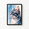 Watercolor American Shorthair Cat Art Print | Digital Download