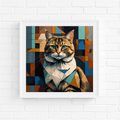 Cubist Tabby Cat Geometric Art Print