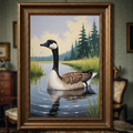 Vintage Canada Goose art print by Reflectionare featuring retro nature digital wall decor with detailed goose illustration.