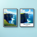 Reflectionare digital art of the Cliffs of Moher showcasing rugged cliffs and Atlantic Ocean views in vibrant detail.