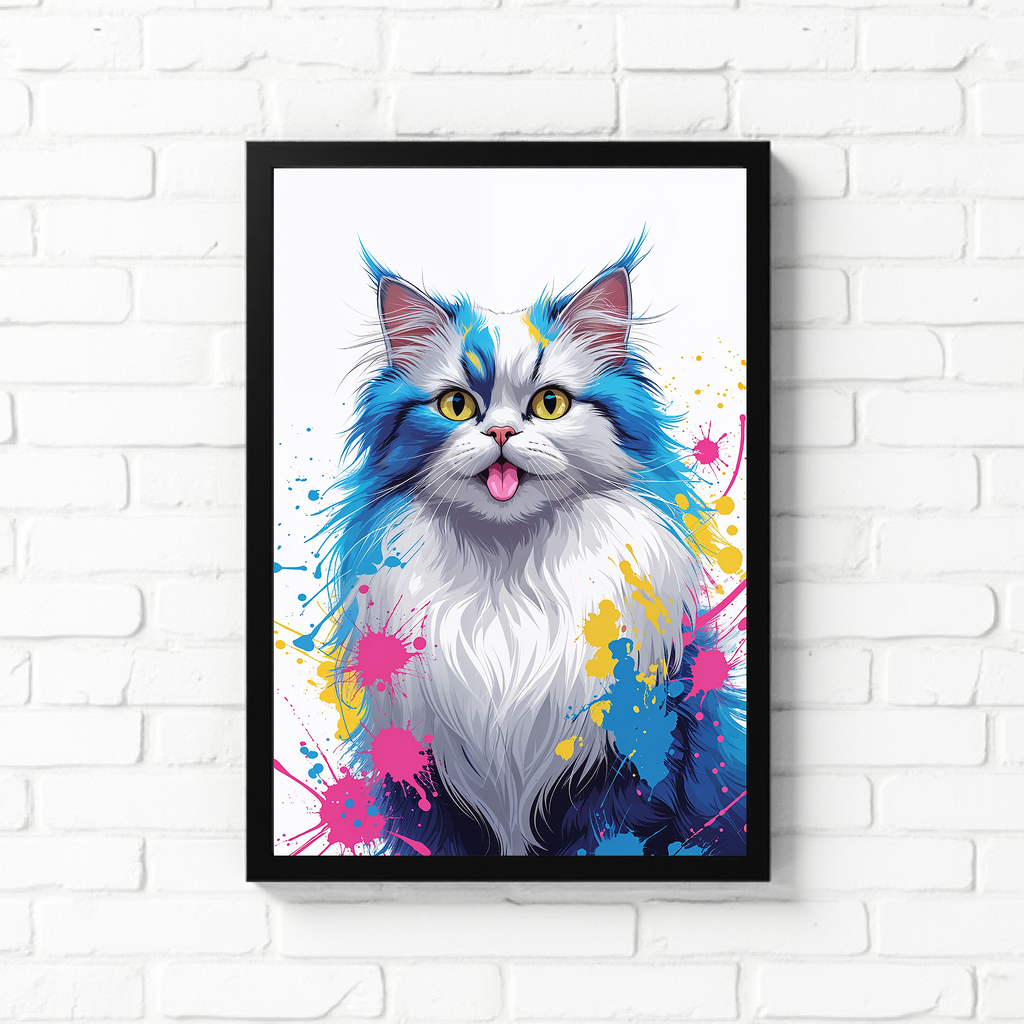 Color Cat digital art by Reflectionare featuring vibrant, abstract feline artwork with bold colors and intricate design elements.