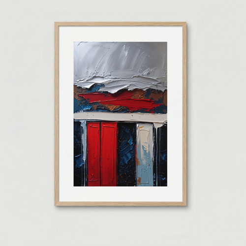 Digital abstract impasto oil painting print by Reflectionare featuring modern textured geometric art with bold shapes and vibrant colors.