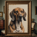 Vintage Coonhound Dog Portrait Sketch | Elegant Hand-Drawn Style Wall Art Print
