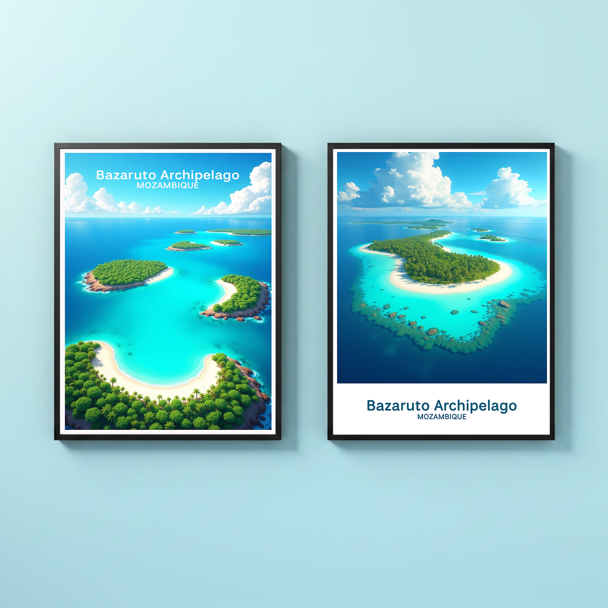 Digital art of the Bazaruto Archipelago by Reflectionare, showcasing vibrant island scenery and turquoise waters.