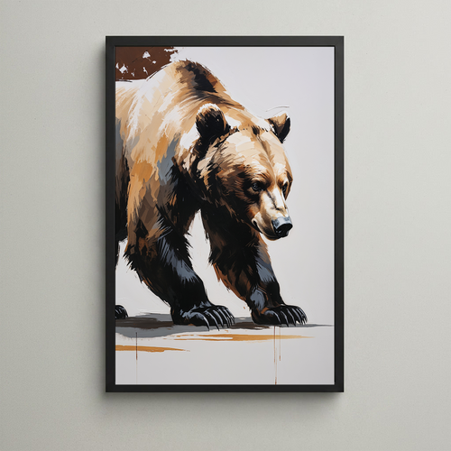Abstract bear digital art print by Reflectionare featuring modern wildlife wall decor in vibrant, artistic style.
