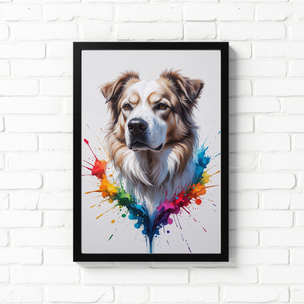 Colorful Australian Shepherd digital art by Reflectionare featuring a vibrant, whimsical illustration of the energetic herding dog.