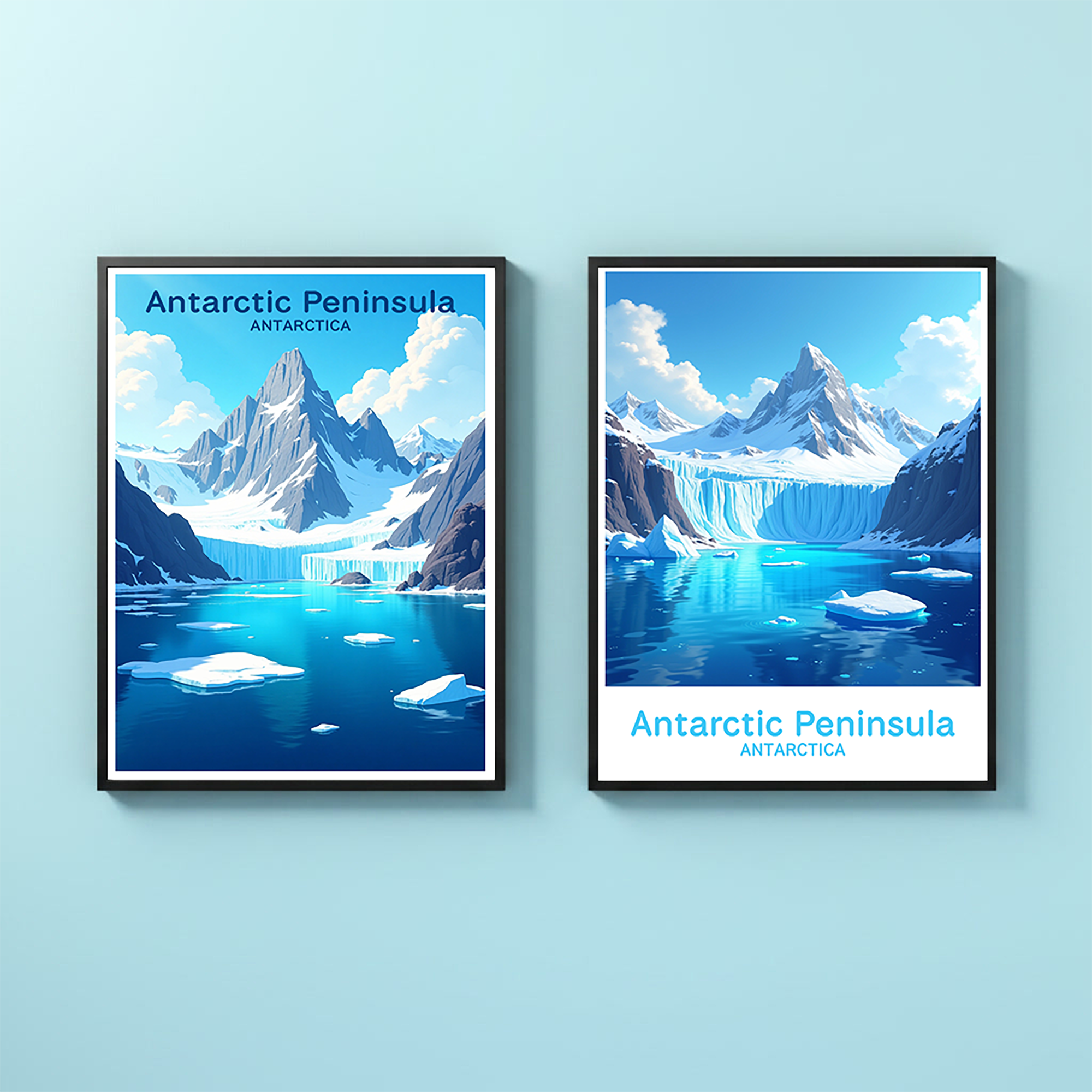Digital art of the Antarctic Peninsula by Reflectionare, showcasing icy landscapes and dramatic polar scenery.