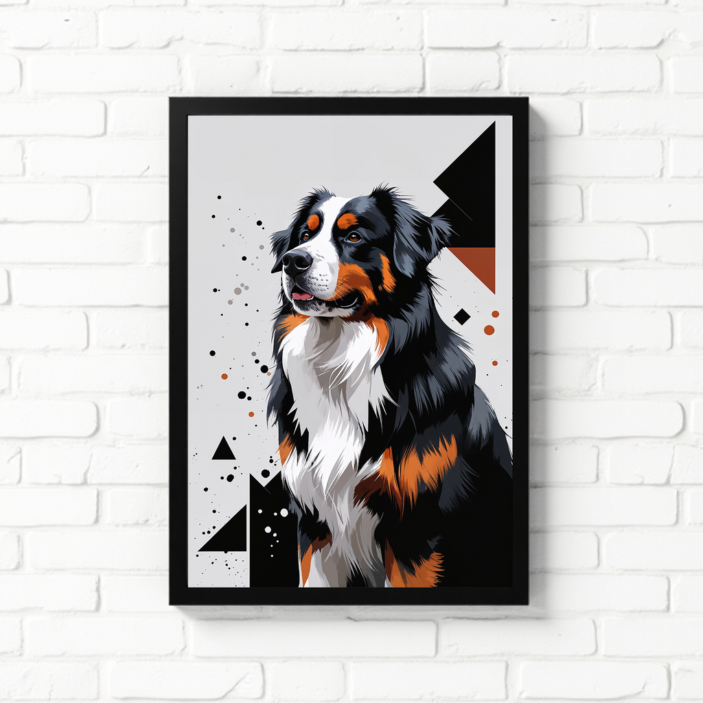 Geometric Bernese Mountain Dog Art Print - Digital Download