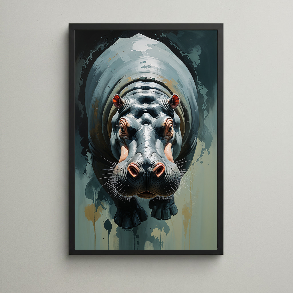 Abstract Hippopotamus Art Print | Digital Download