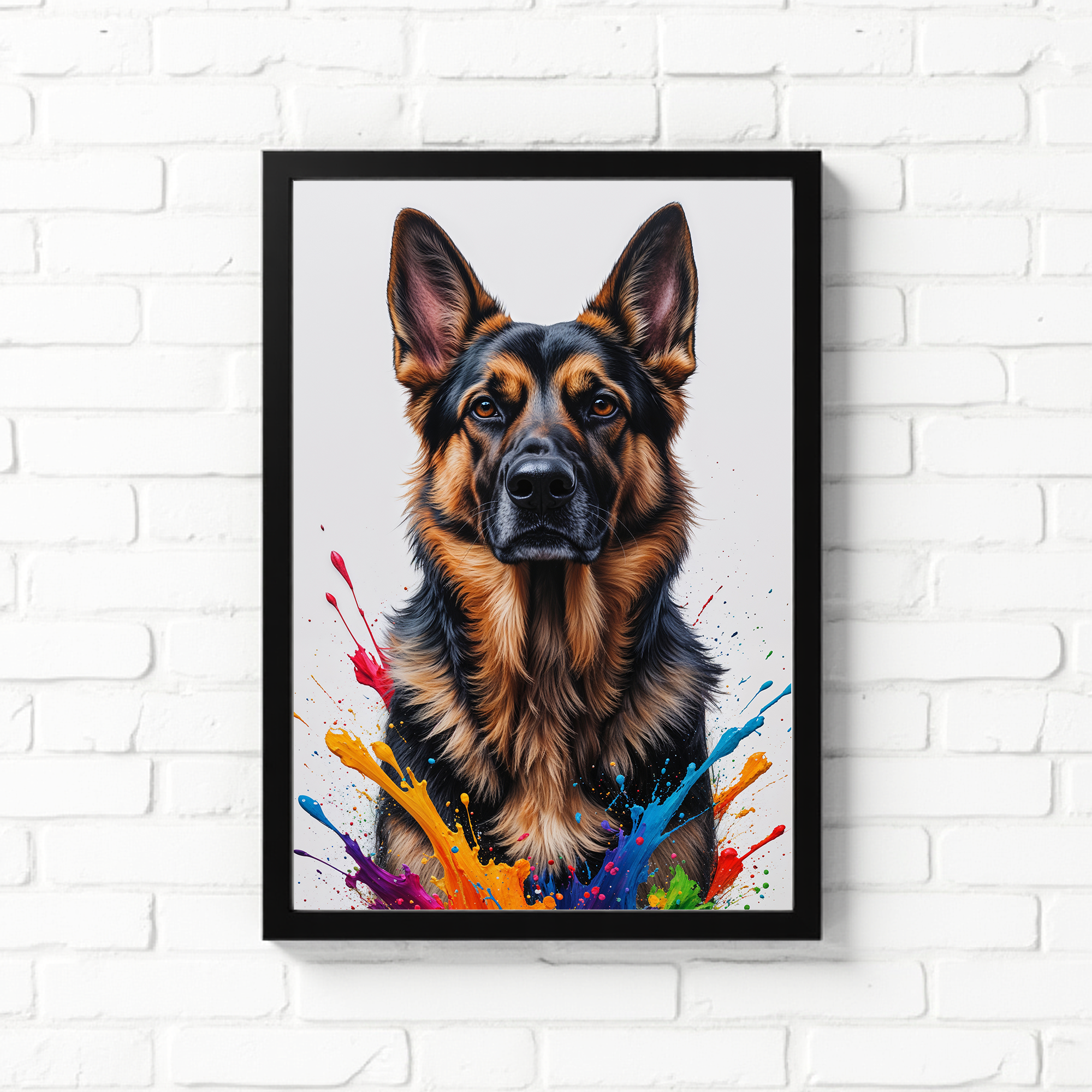 Colorful German Shepherd digital art by Reflectionare, vibrant and detailed illustration of the dog in bright, bold colors.
