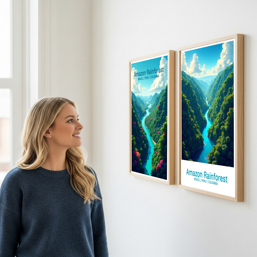 Digital art of the Amazon Rainforest by Reflectionare showing lush green trees and vibrant jungle scenery.