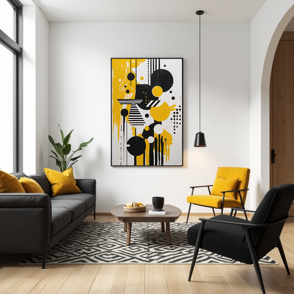 Abstract Harmony Gold & Black Art Print | Digital Download