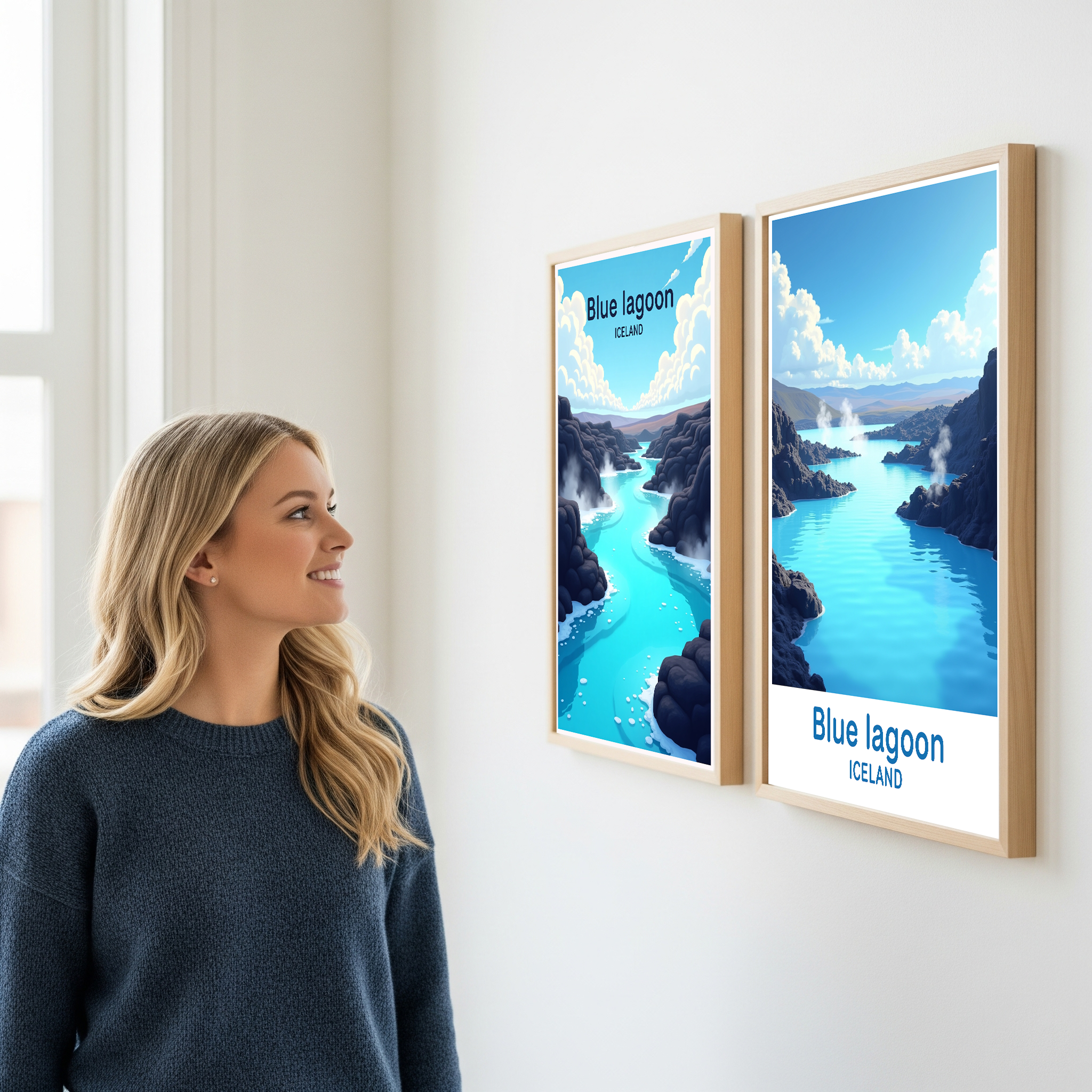 Digital art piece titled Blue Lagoon by Reflectionare featuring vibrant blue and turquoise tones of a tranquil lagoon scene.