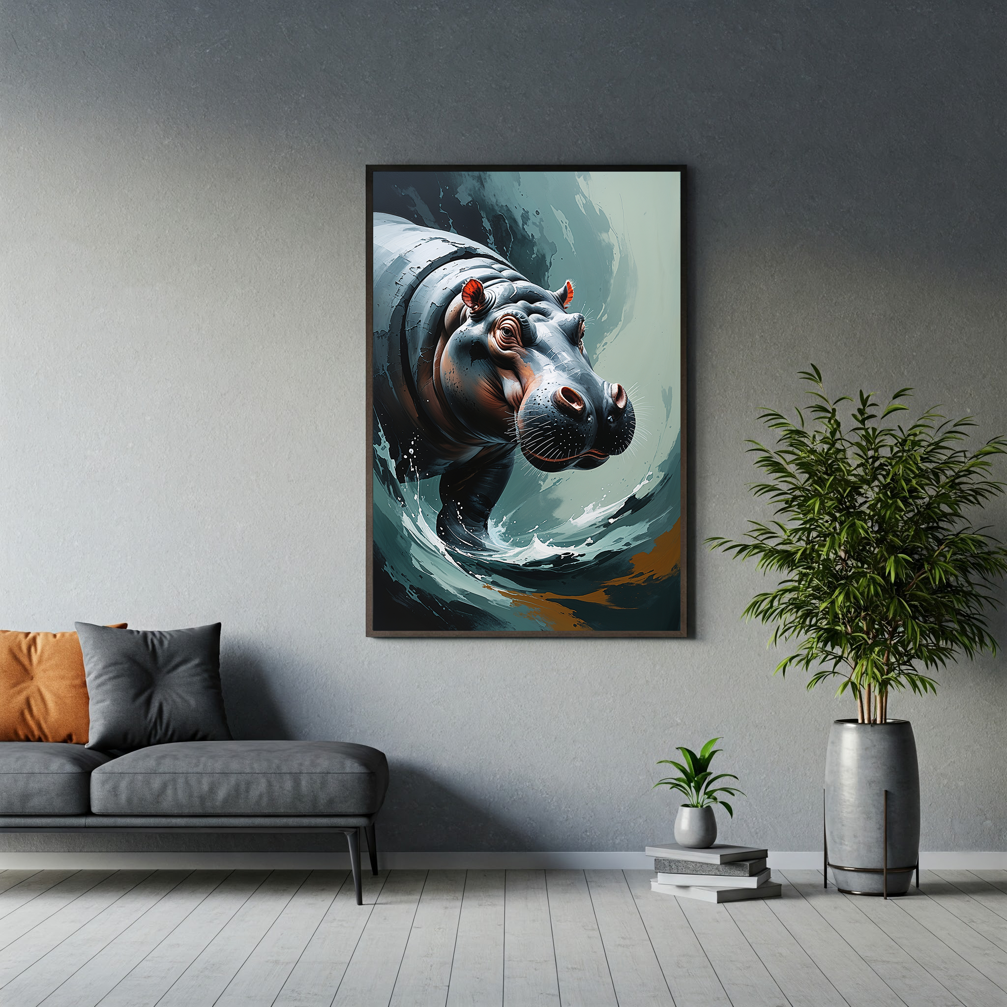 Abstract Hippopotamus II Art Print | Digital Download