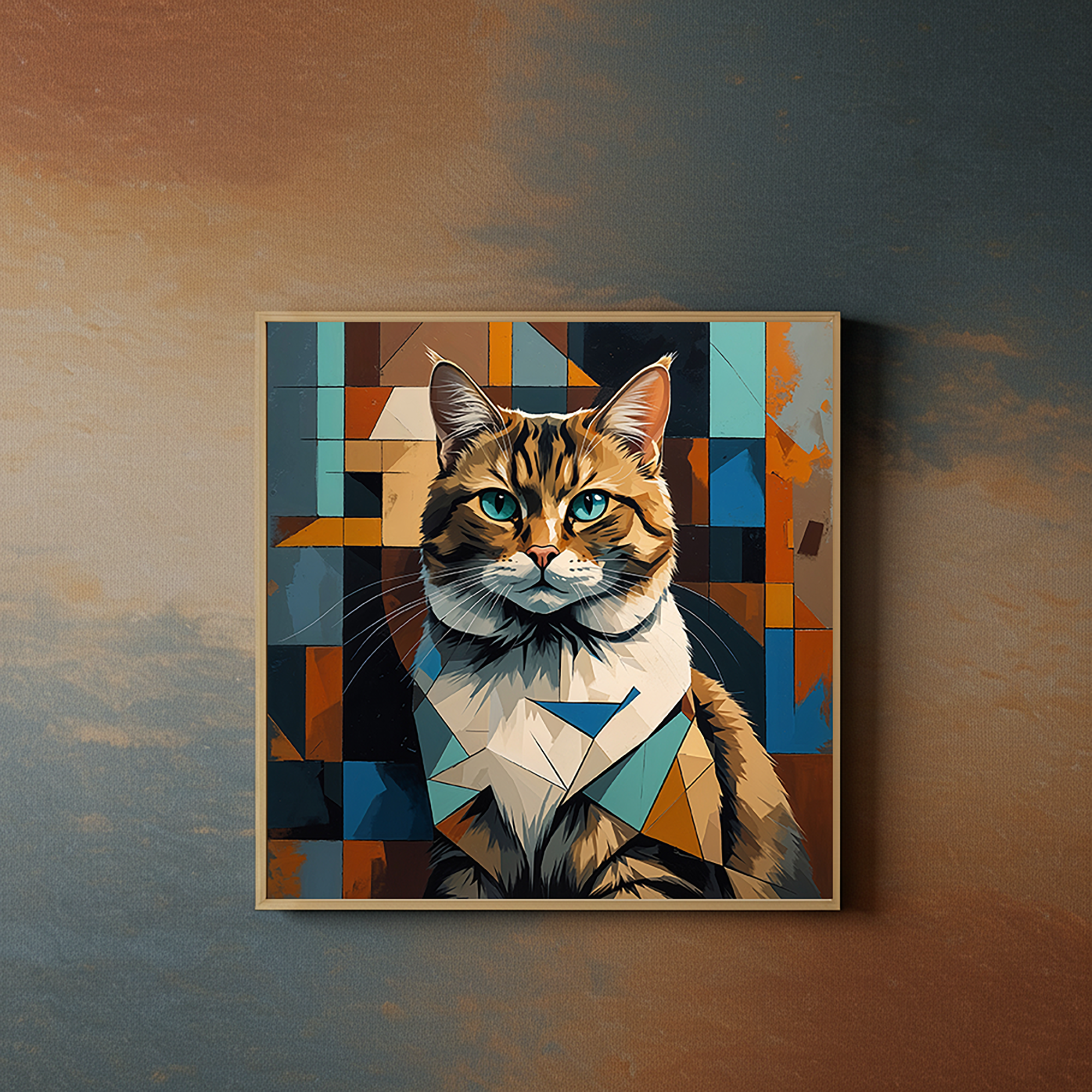 Cubist Tabby Cat Geometric Art Print