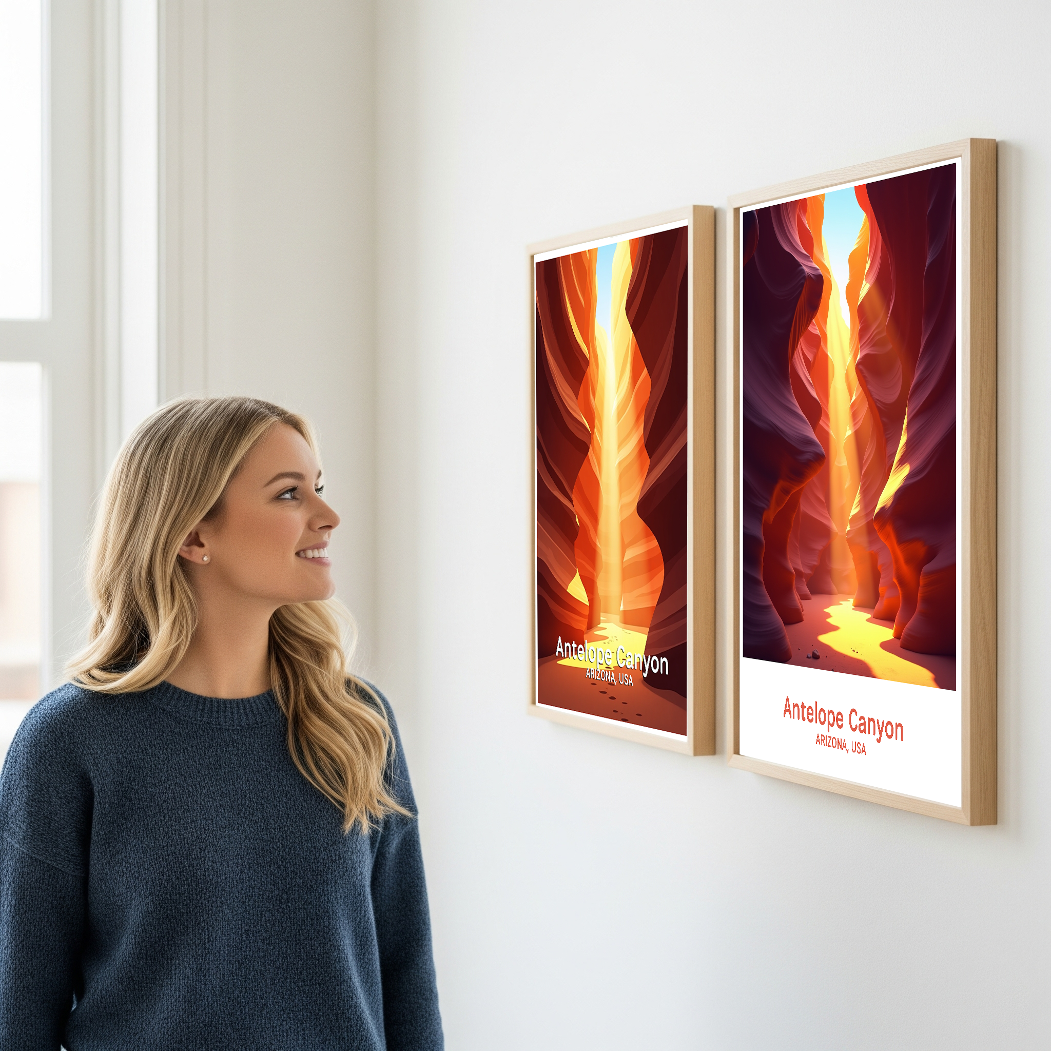 Digital art of Antelope Canyon by Reflectionare, showcasing the canyon's stunning rock formations and vibrant natural colors.