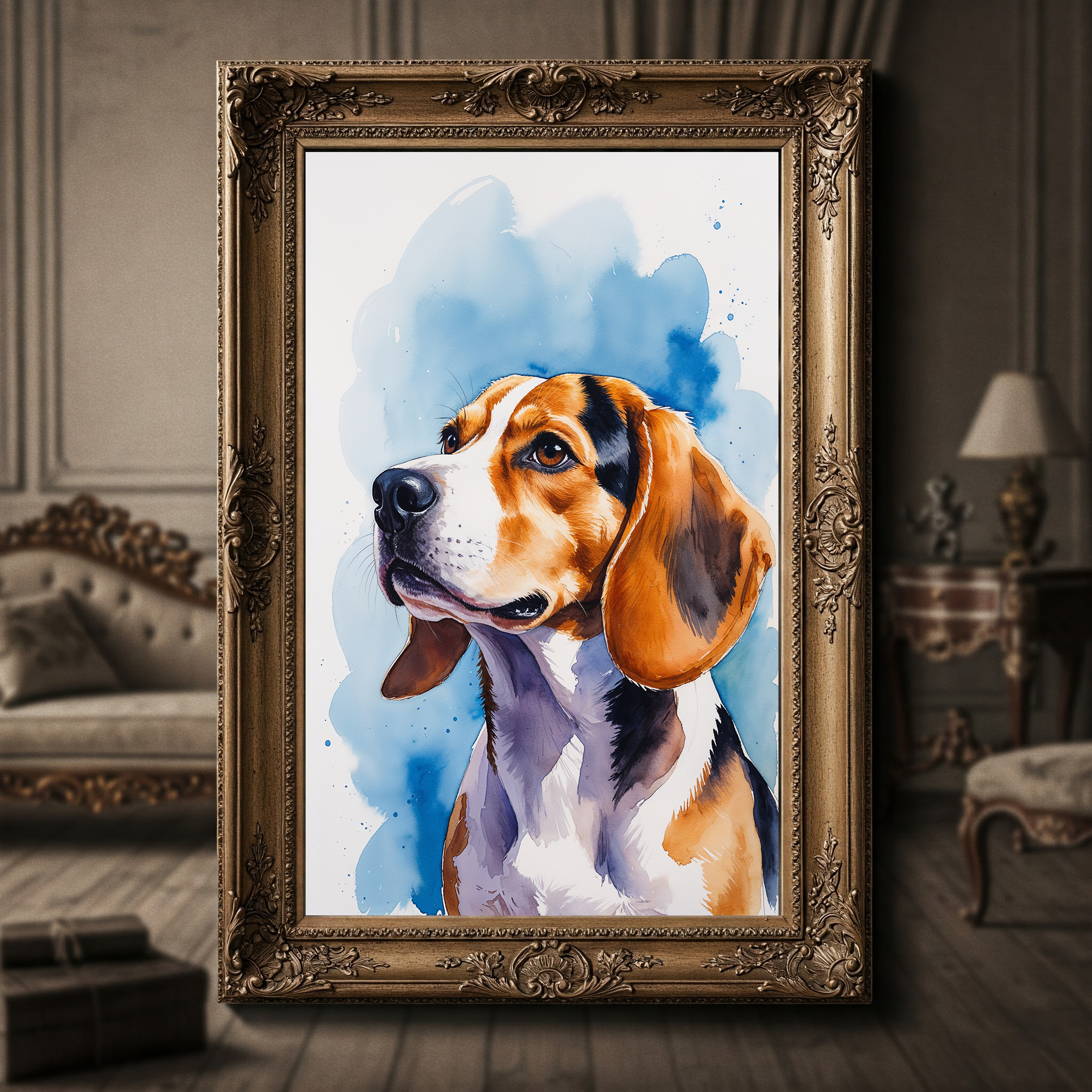 Watercolor Beagle Dog Art Print | Digital Download