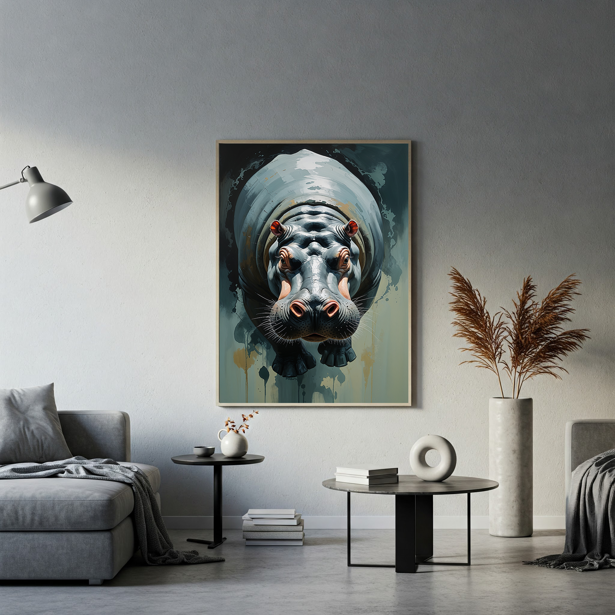 Abstract Hippopotamus Art Print | Digital Download