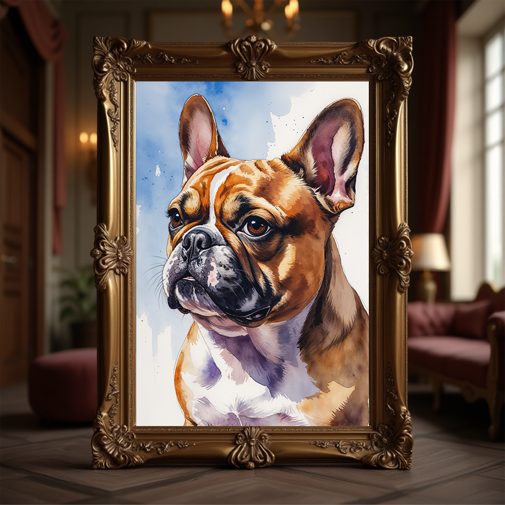 Watercolor French Bulldog Art Print | Digital Download