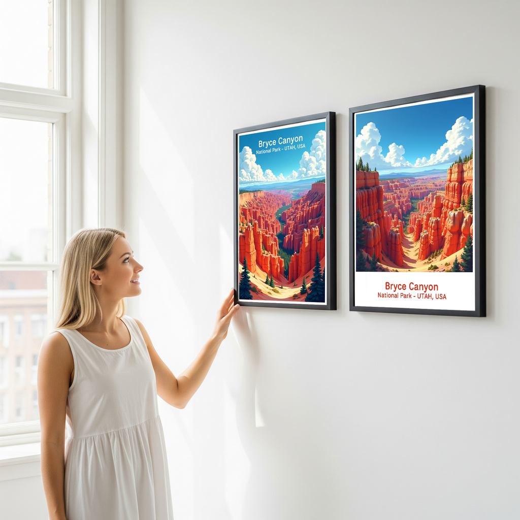 Digital art of Bryce Canyon National Park by Reflectionare showing colorful hoodoos and rugged landscape in vibrant detail.