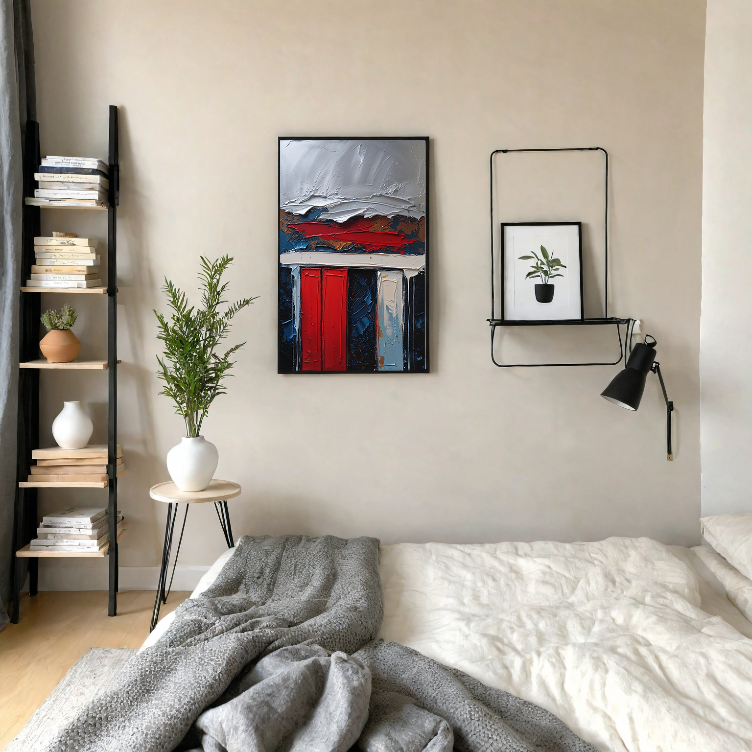 Abstract composition impasto oil painting print featuring modern textured geometric digital art by Reflectionare.