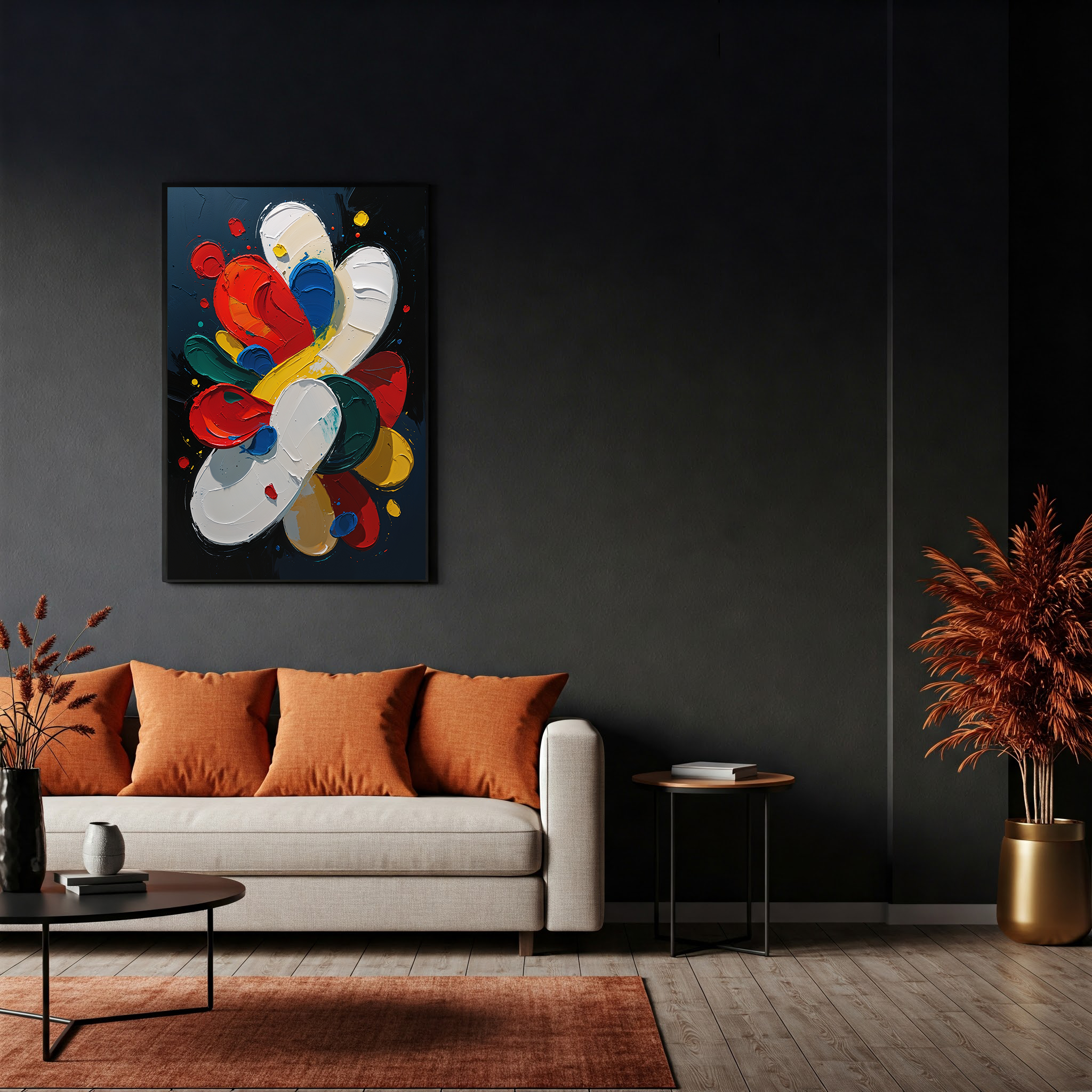 Abstract Explosion Colorful Oil Painting Art Print | Digital Download