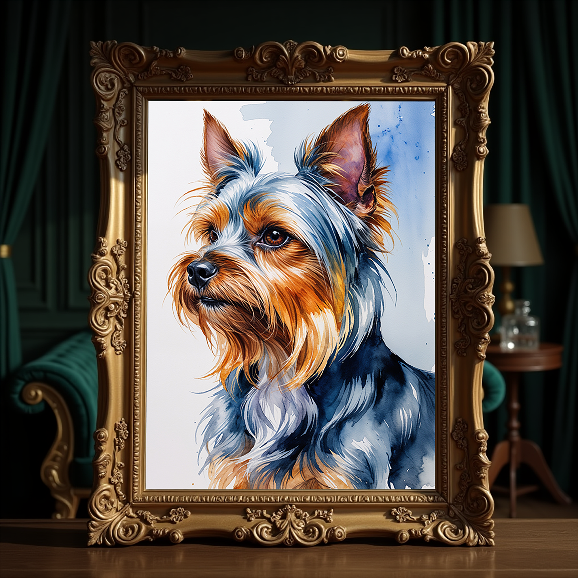 Watercolor Yorkshire Terrier Art Print | Digital Download