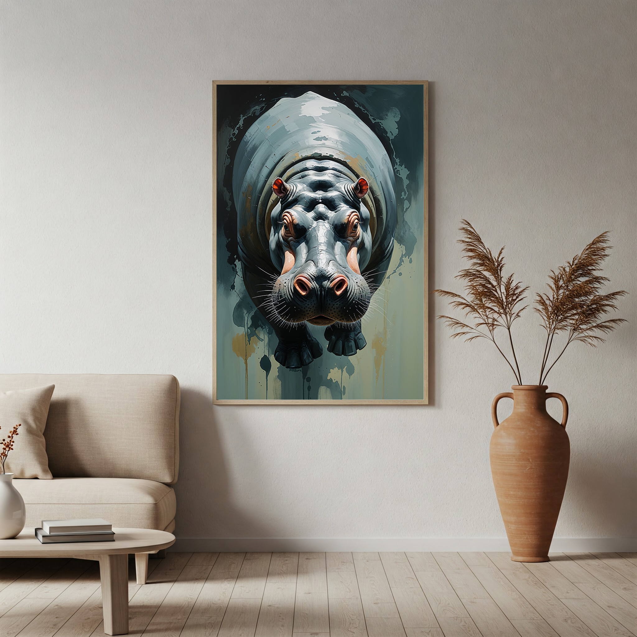 Abstract Hippopotamus Art Print | Digital Download
