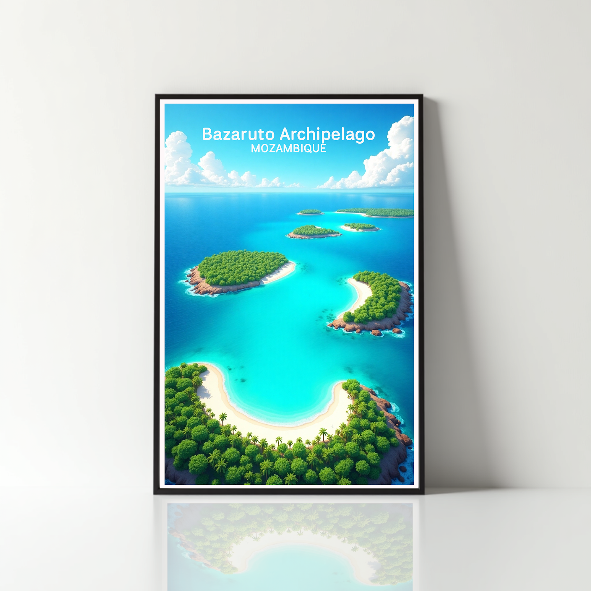 Digital art of the Bazaruto Archipelago by Reflectionare, showcasing vibrant island scenery and tropical coastal views.
