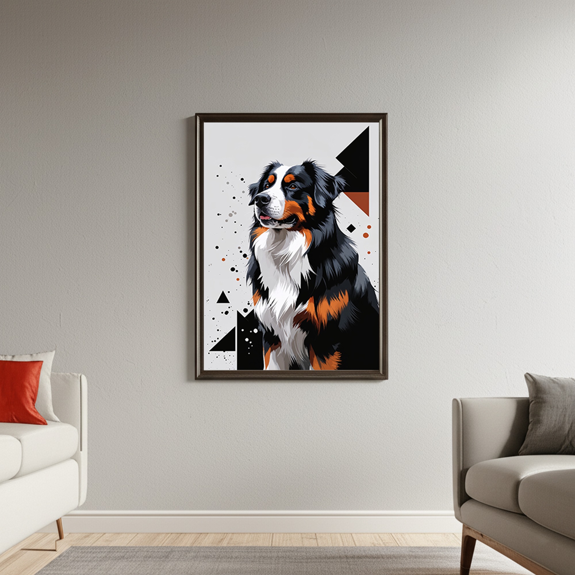 Geometric Bernese Mountain Dog Art Print - Digital Download