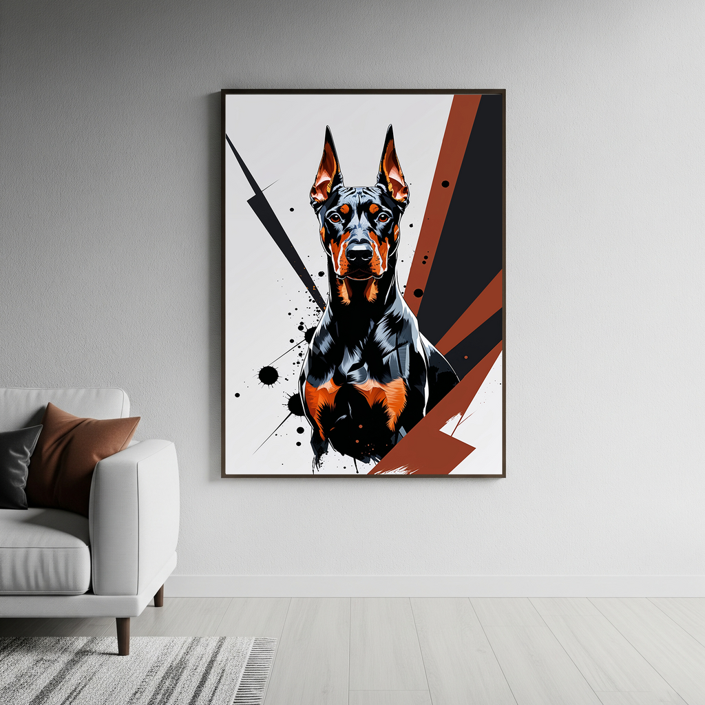 Geometric Doberman Art Print - Digital Download