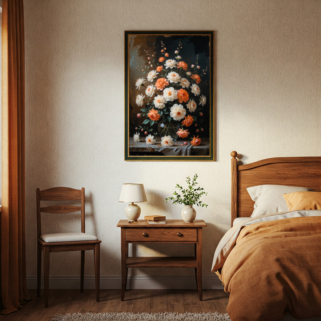 Vintage Peach Blossom Wall Art Print | Impressionist Floral Decor