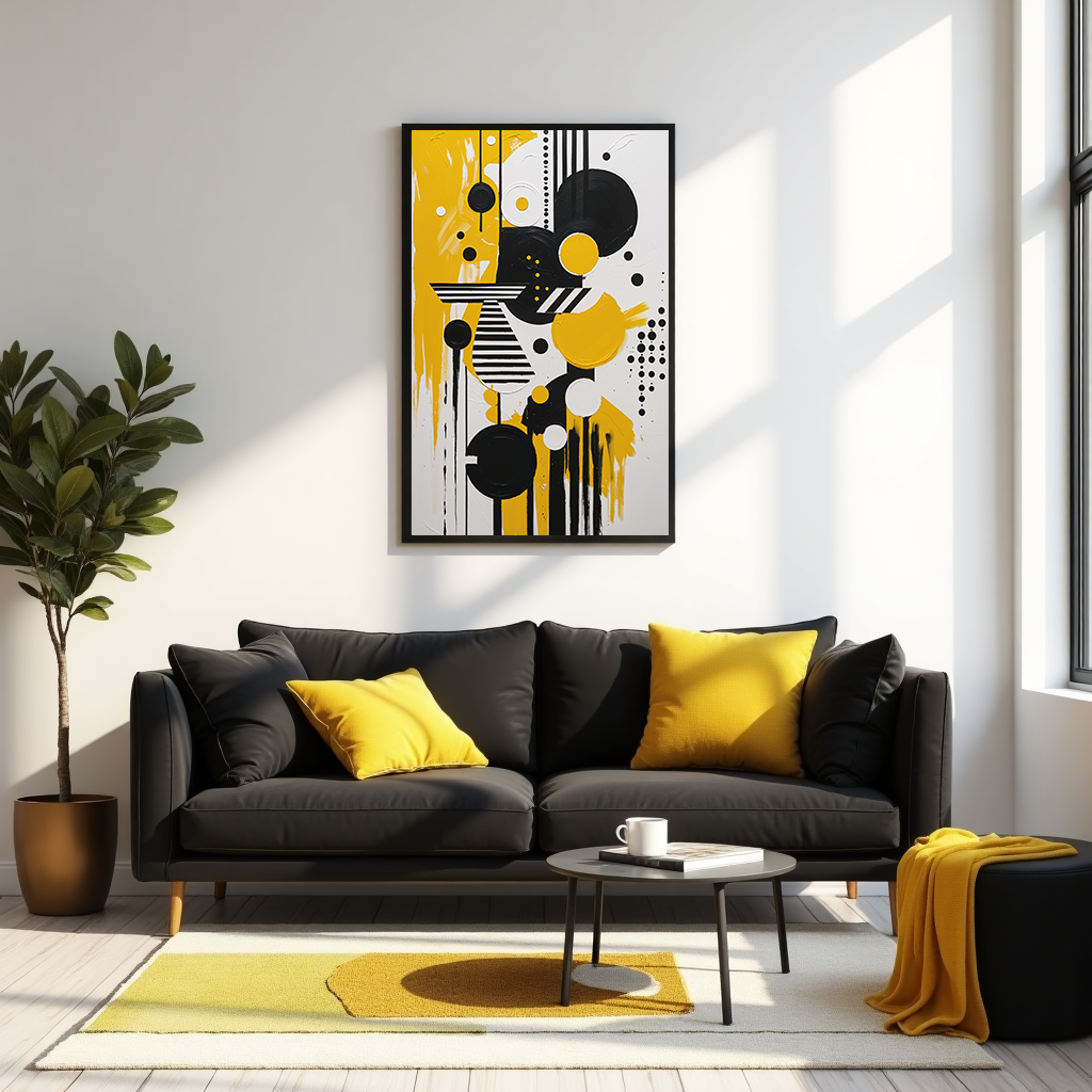 Abstract Harmony Gold & Black Art Print | Digital Download
