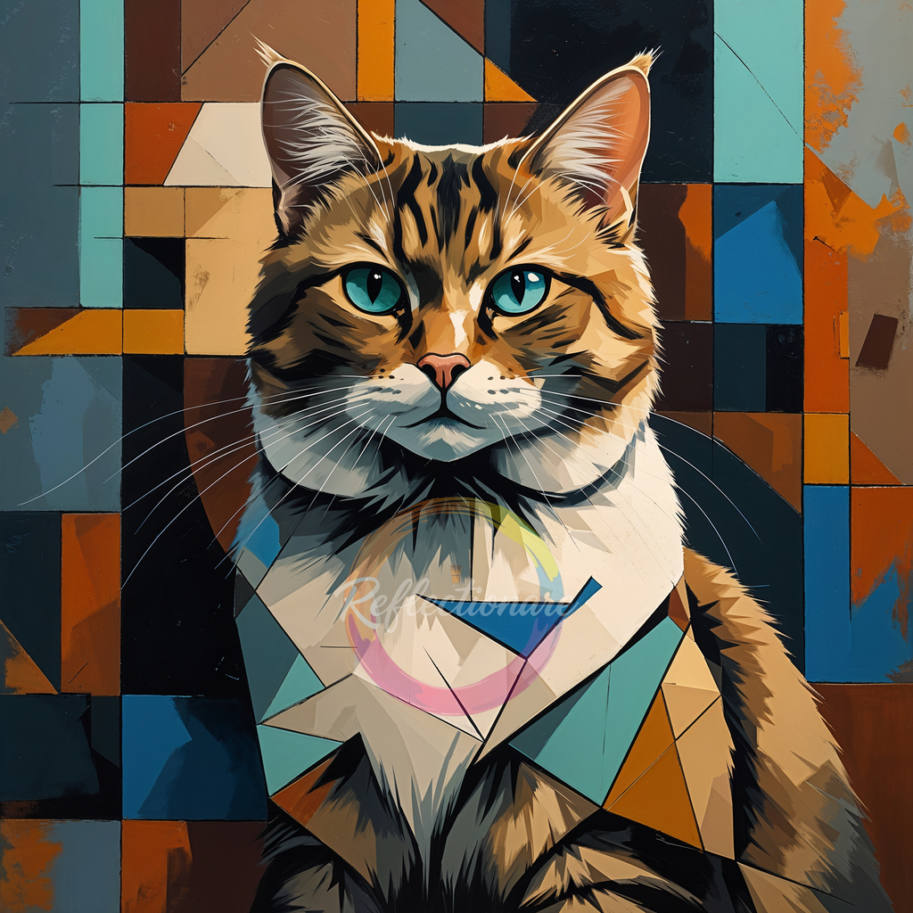Cubist Tabby Cat Geometric Art Print