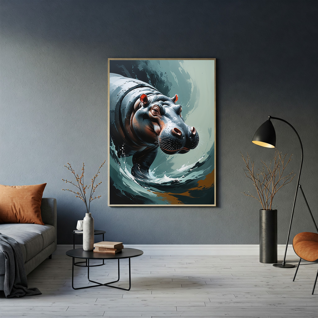 Abstract Hippopotamus II Art Print | Digital Download