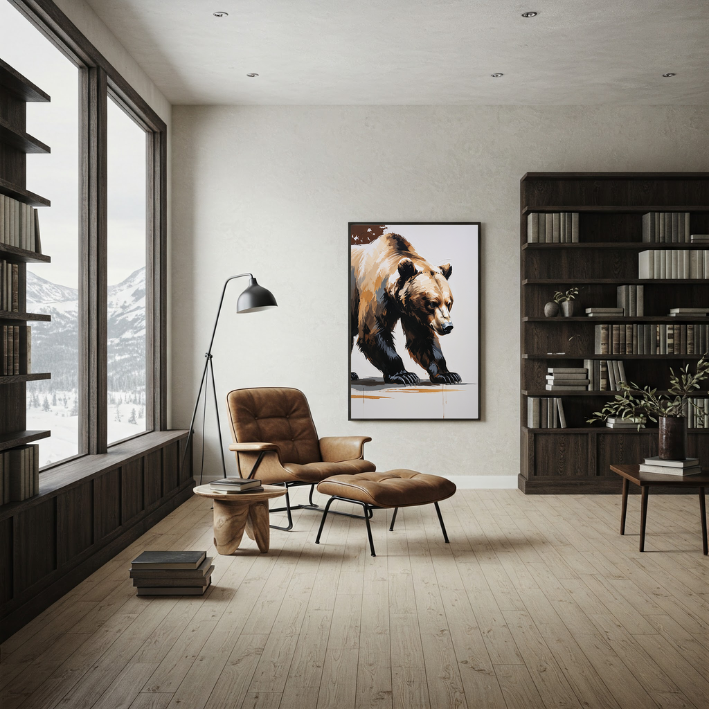 Abstract bear digital art print by Reflectionare featuring modern wildlife wall decor with vibrant, artistic bear illustrations.
