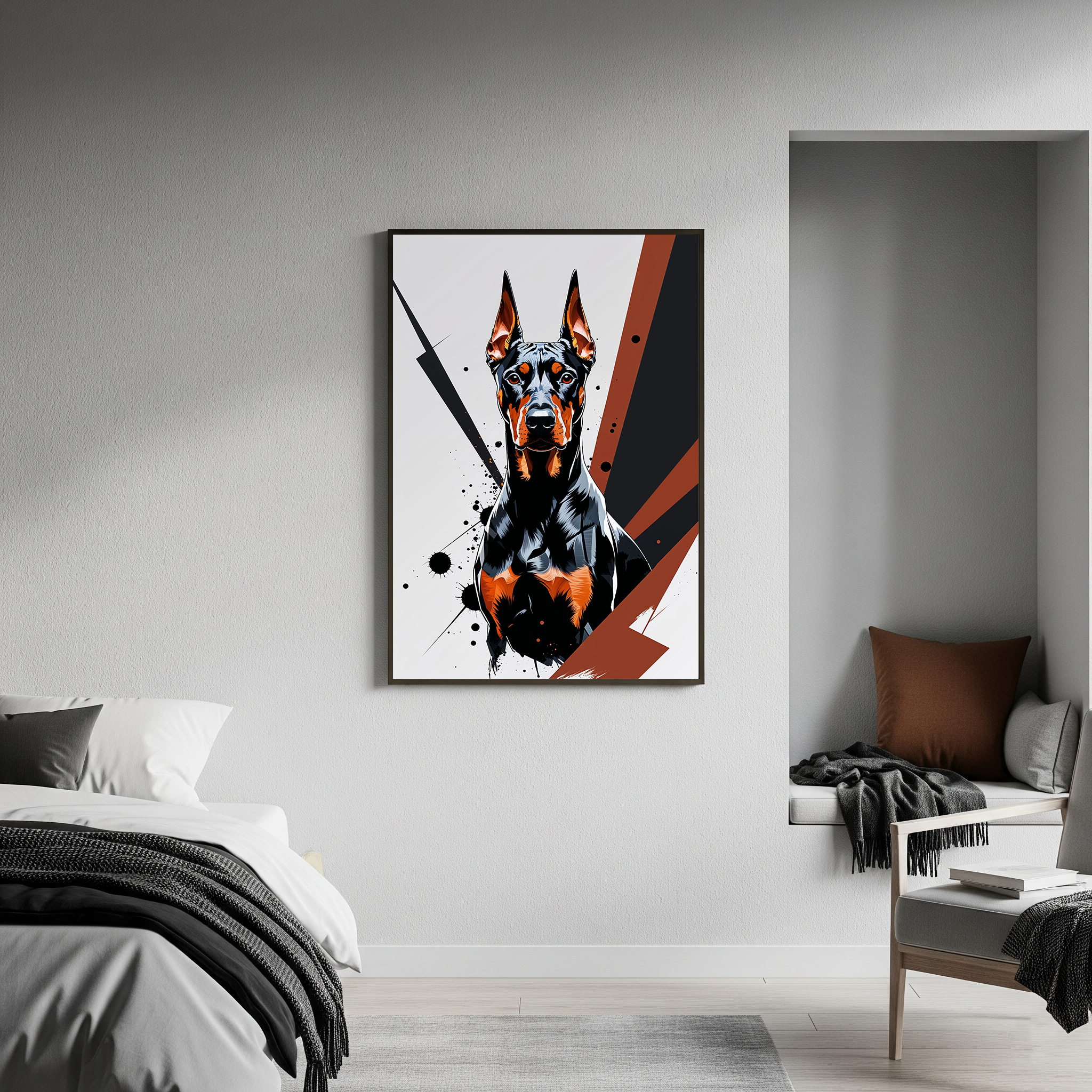 Geometric Doberman Art Print - Digital Download