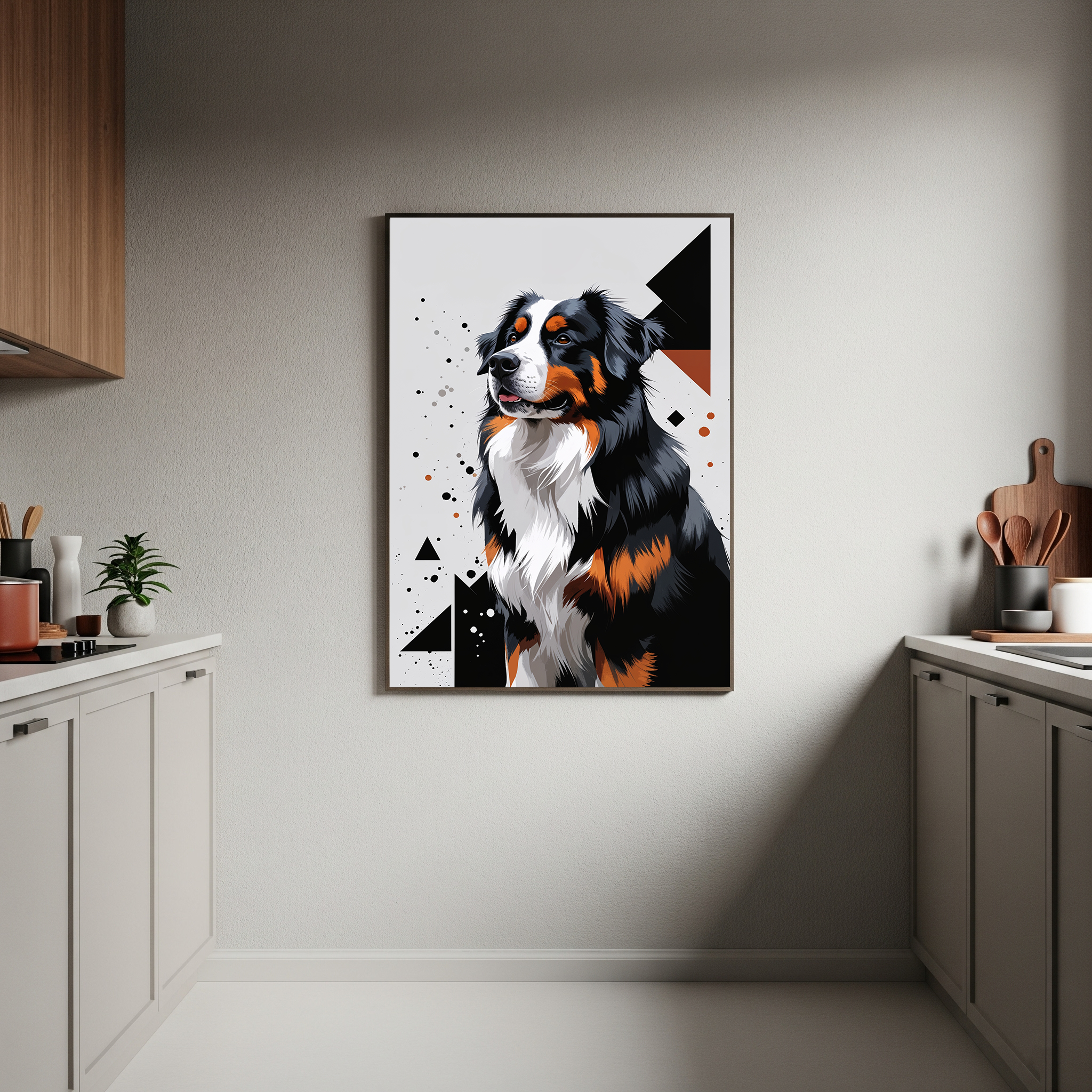 Geometric Bernese Mountain Dog Art Print - Digital Download