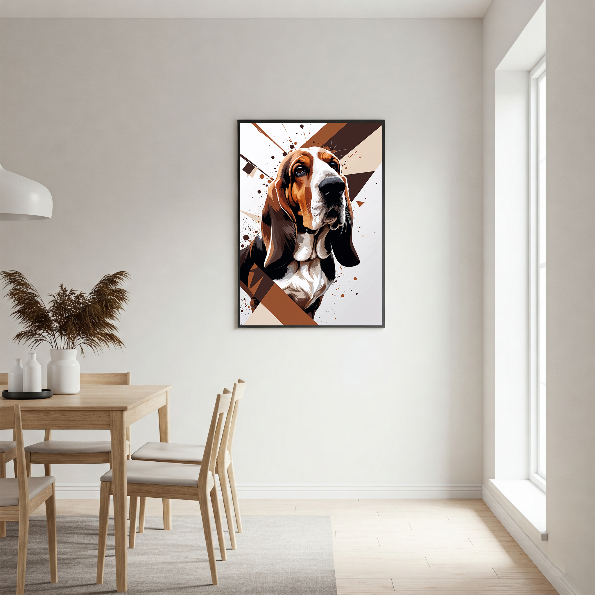 Geometric Basset Hound Art Print - Digital Download