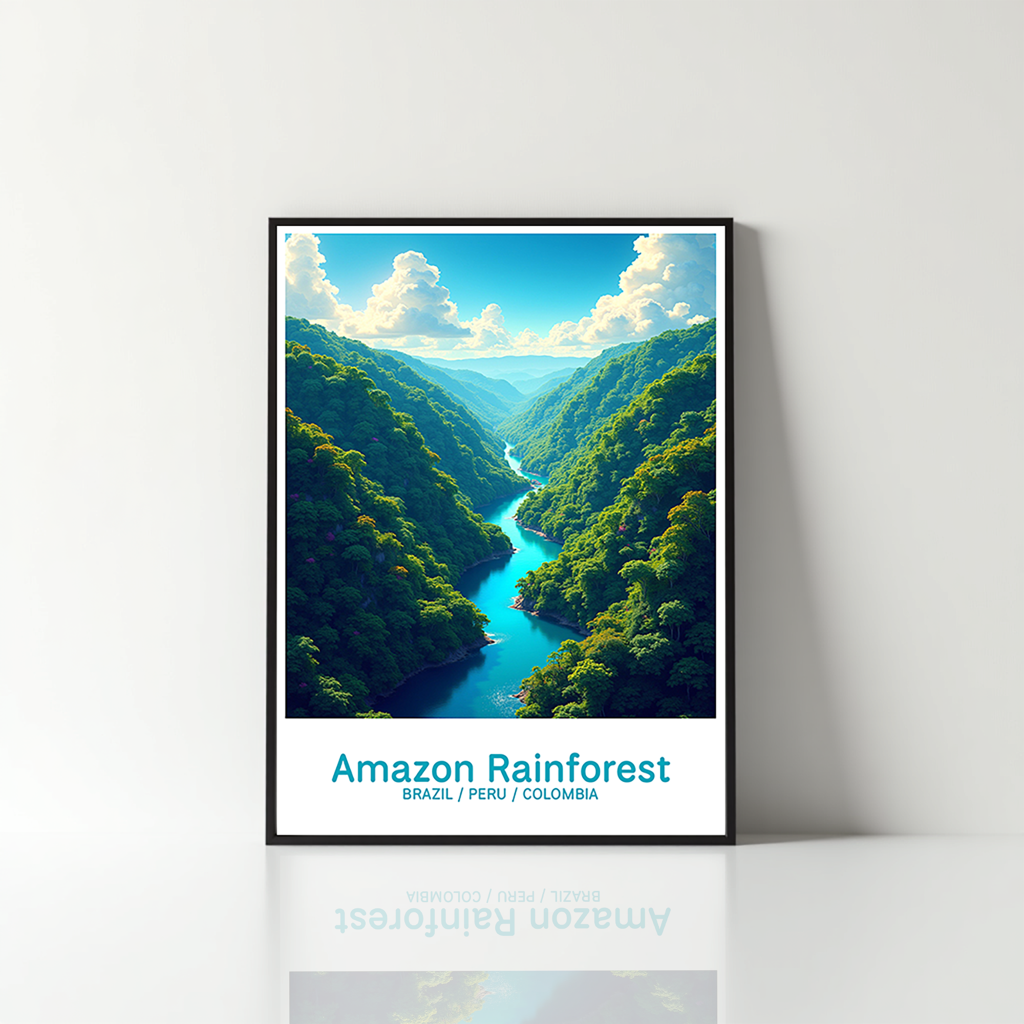 Digital art of the Amazon Rainforest by Reflectionare, featuring lush green trees and vibrant jungle scenery.