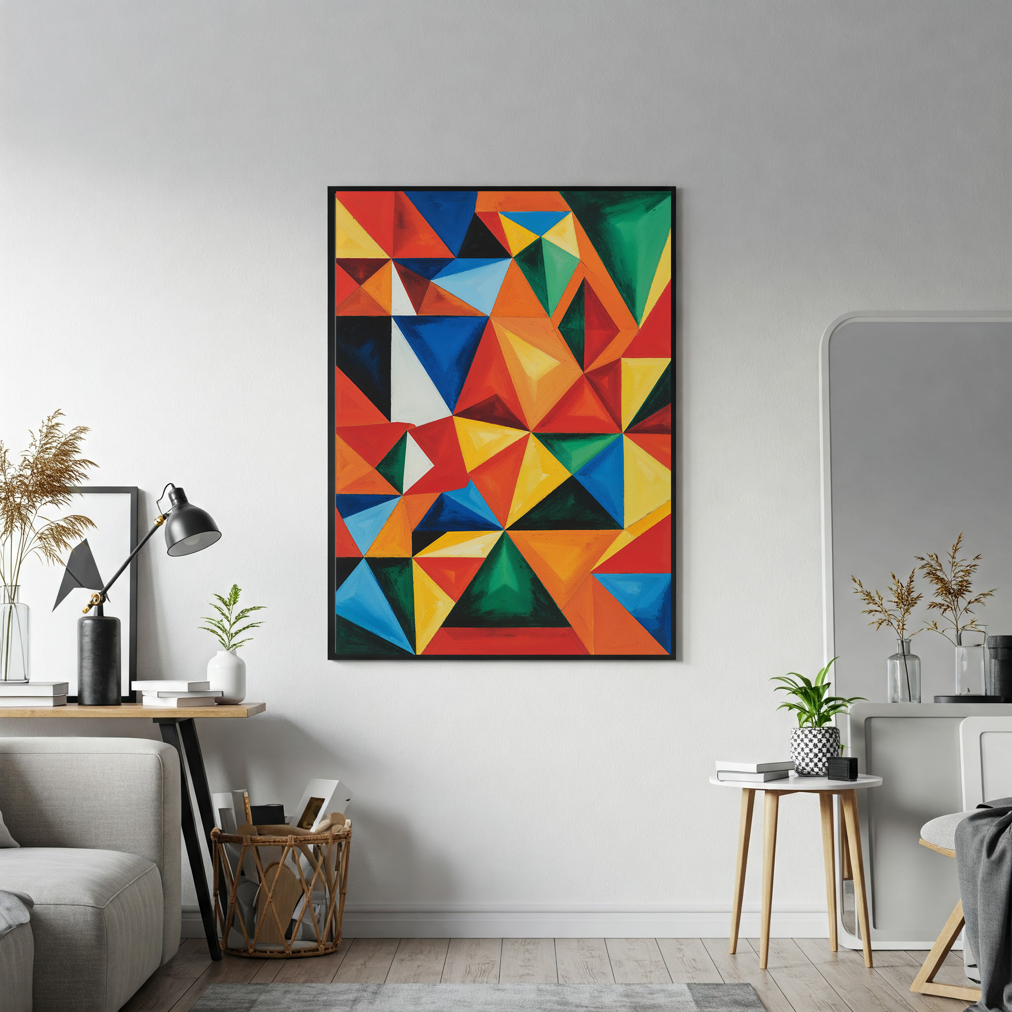 Abstract Geometric Triangle Art Print | Colorful Modern Decor