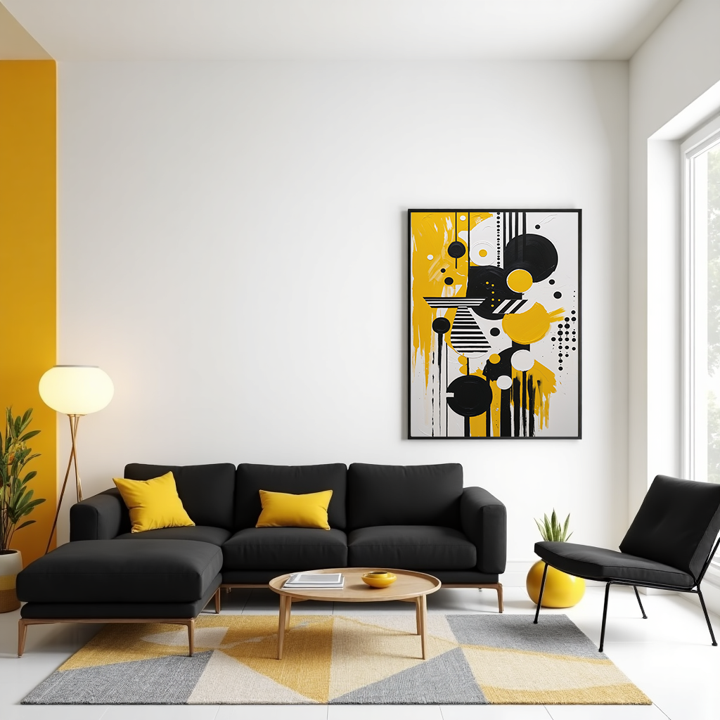 Abstract Harmony Gold & Black Art Print | Digital Download