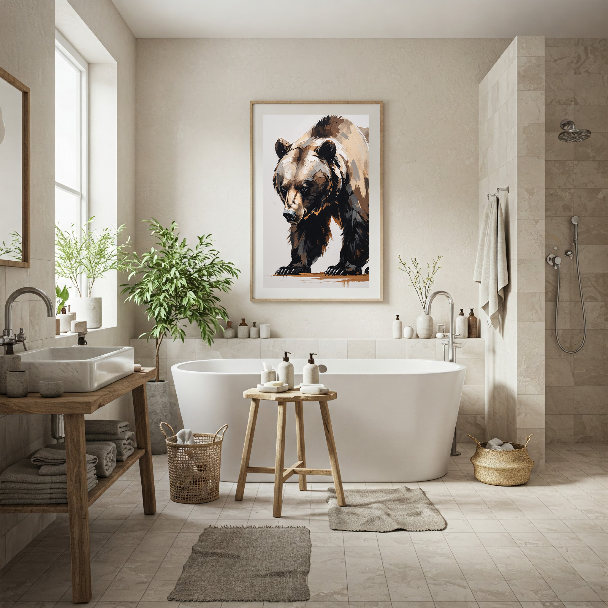 Abstract Bear II digital art print by Reflectionare showing a modern wildlife wall decor piece with a stylized bear design.