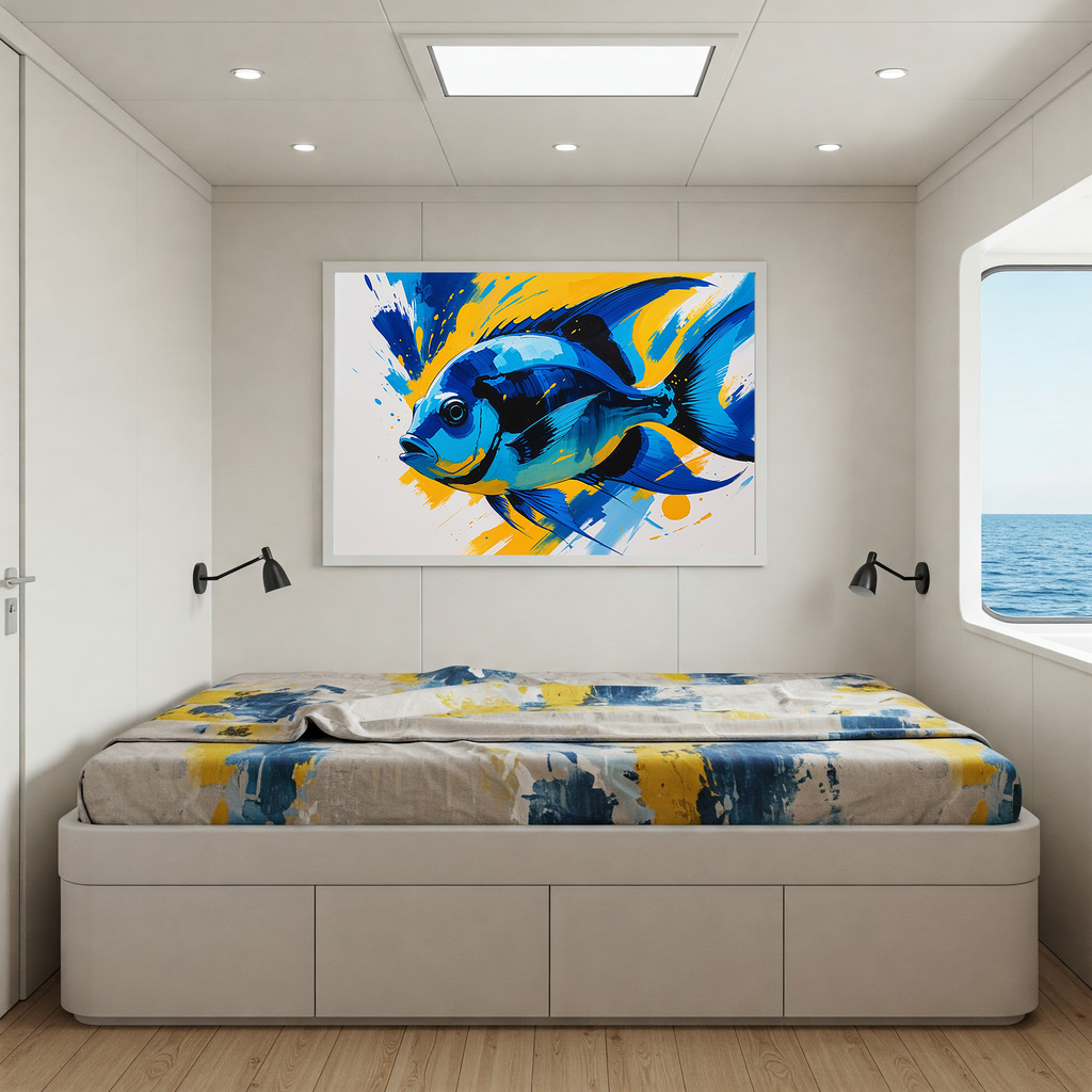 Abstract Blue Fish Poster | Digital Download