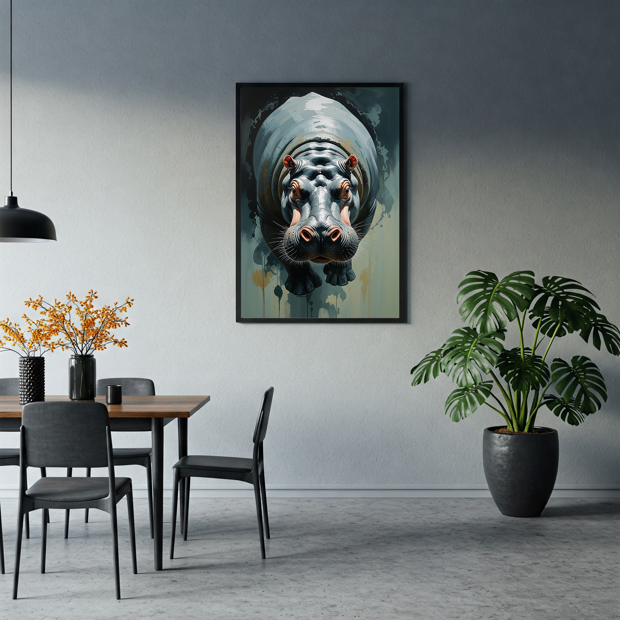 Abstract Hippopotamus Art Print | Digital Download