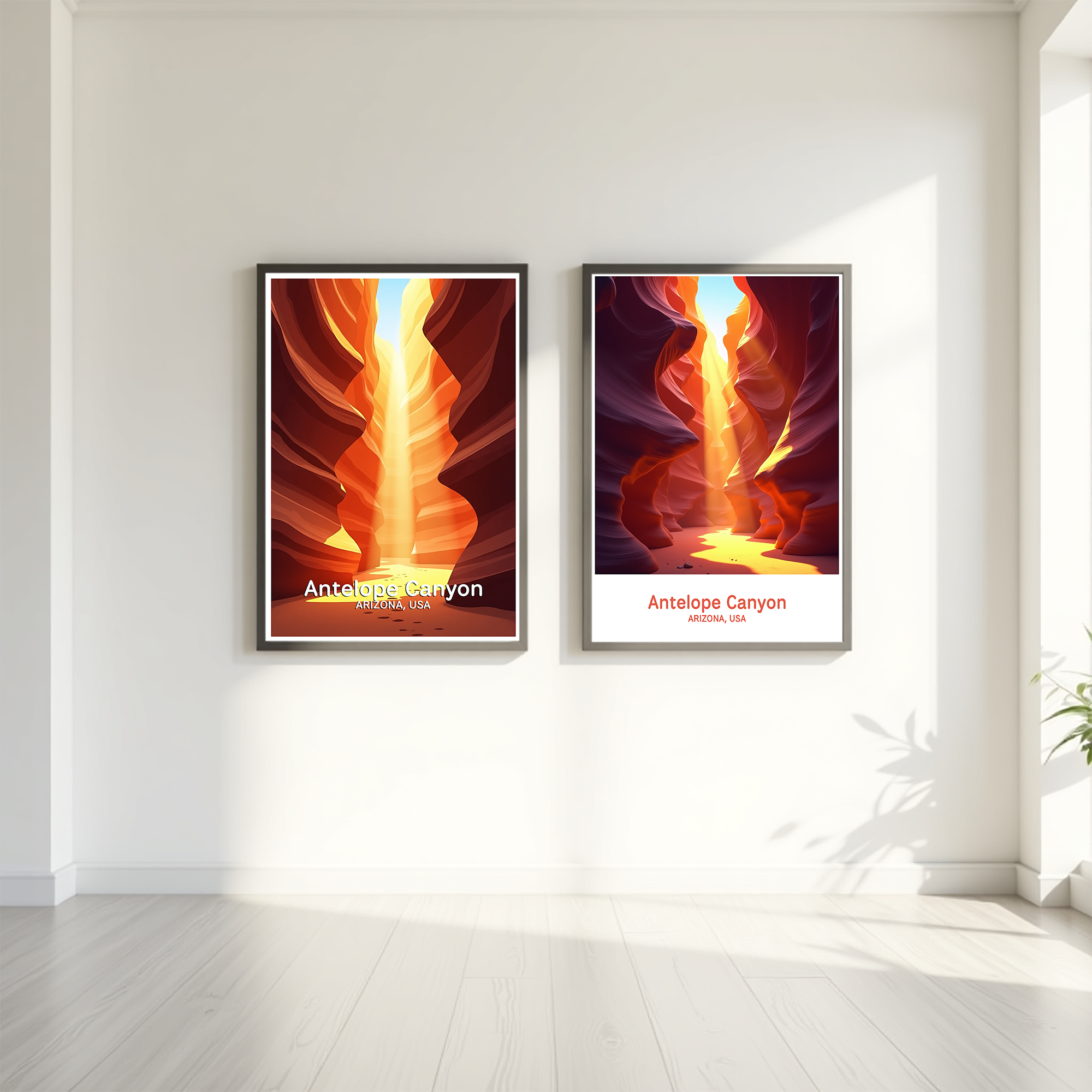 Digital art of Antelope Canyon by Reflectionare, showcasing the canyon's vibrant rock formations and stunning natural light effects.