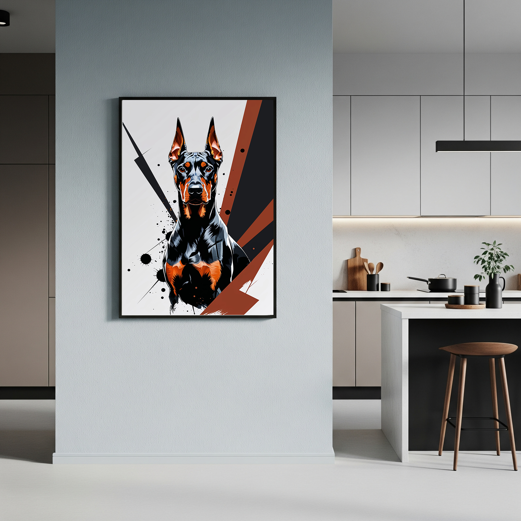 Geometric Doberman Art Print - Digital Download
